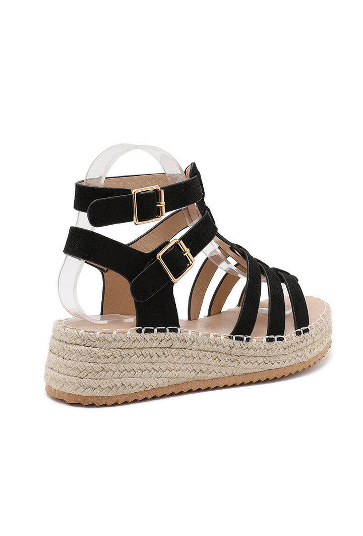 Aveline | Black Wedge Sandal