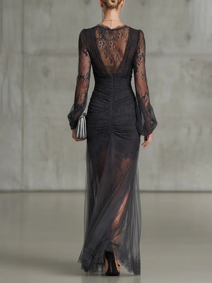 Graycienne | Dark Grey Lace Maxi