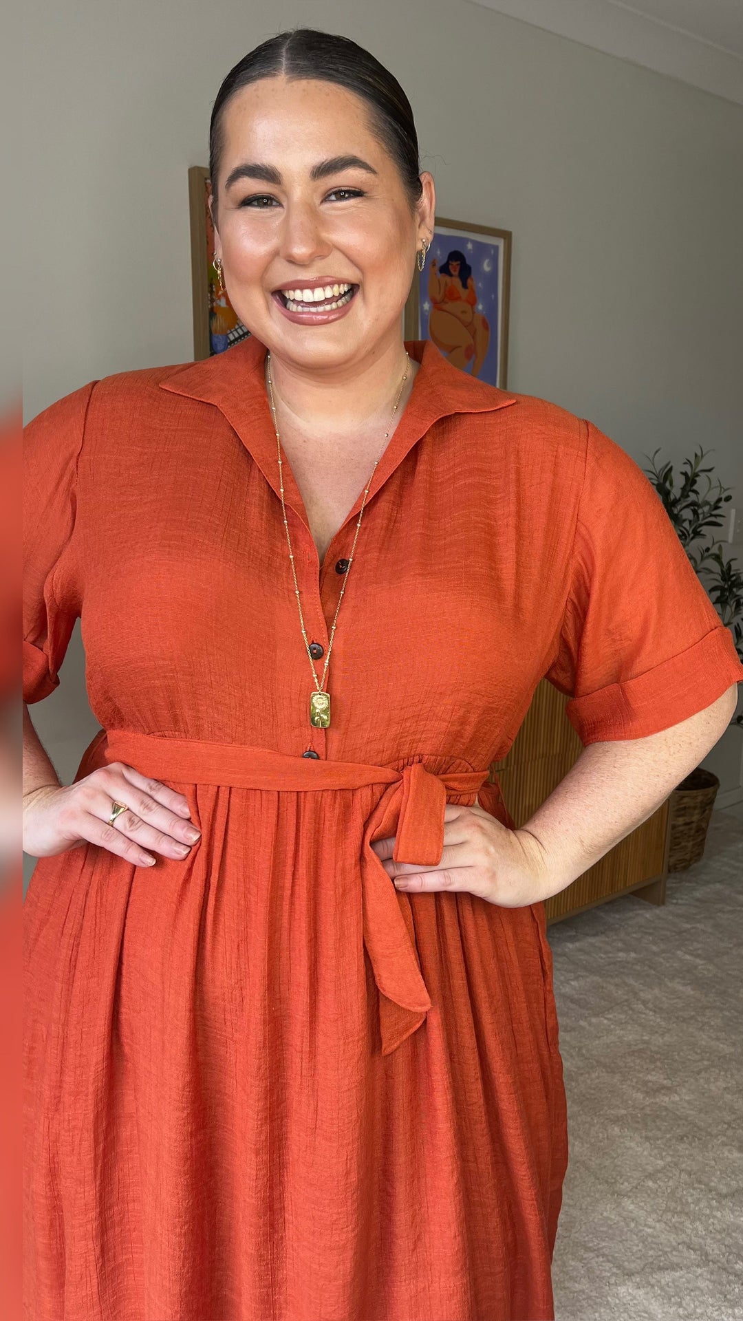 Olive | Rust Tone Midi Dress