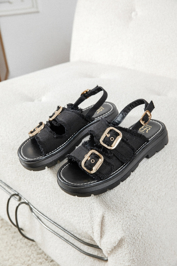 Rialta | Black Wedge Sandal