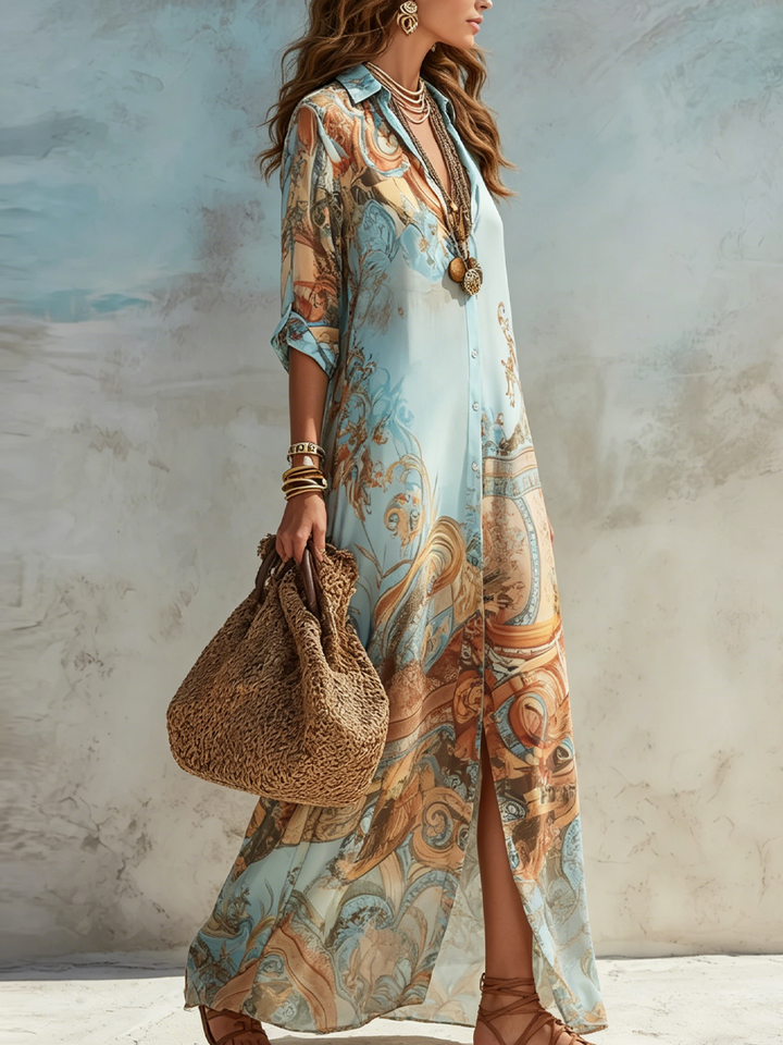 Willa | Blue Chiffon Maxi Dress