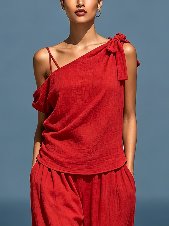 Iris | Red Linen Set