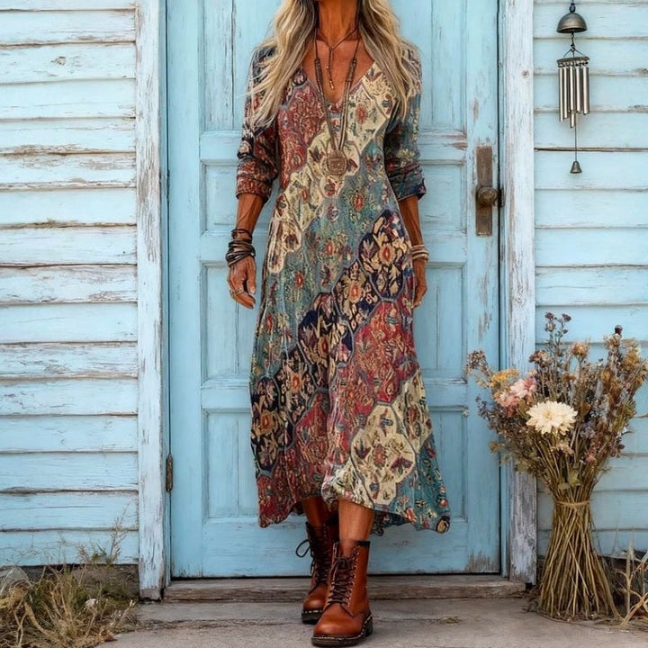 Tansy | Long Sleeve Printed Relaxed Dress