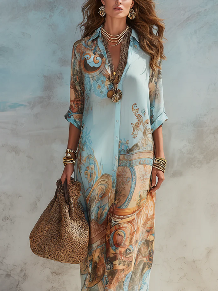 Willa | Blue Chiffon Maxi Dress