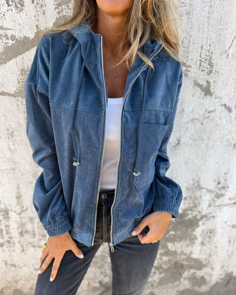Bronwyn | Relaxed Corduroy Hooded Jacket with Zip
