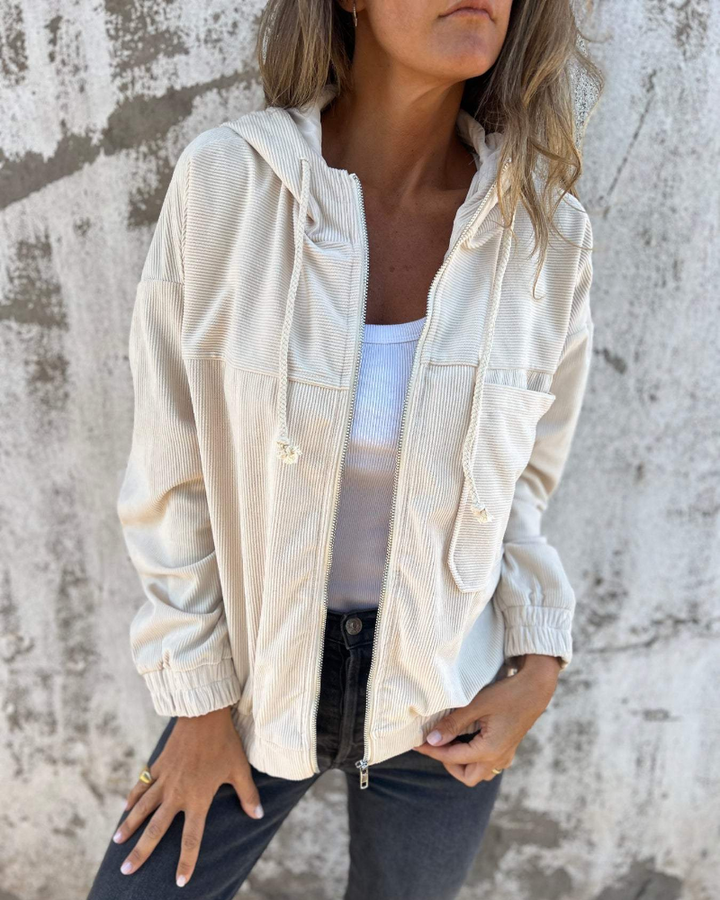 Bronwyn | Relaxed Corduroy Hooded Jacket with Zip