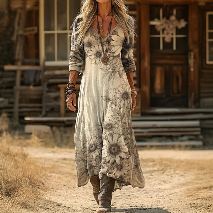 Gardenia | Long Sleeve Casual Floral Dress