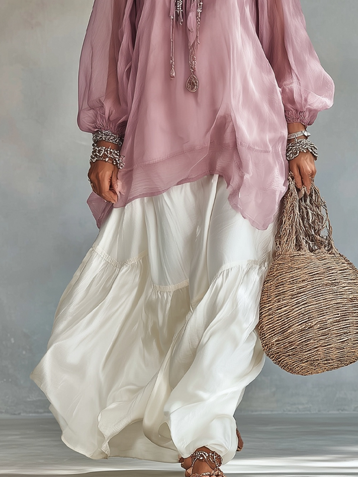Zoe | Chiffon Top And Satin Skirt