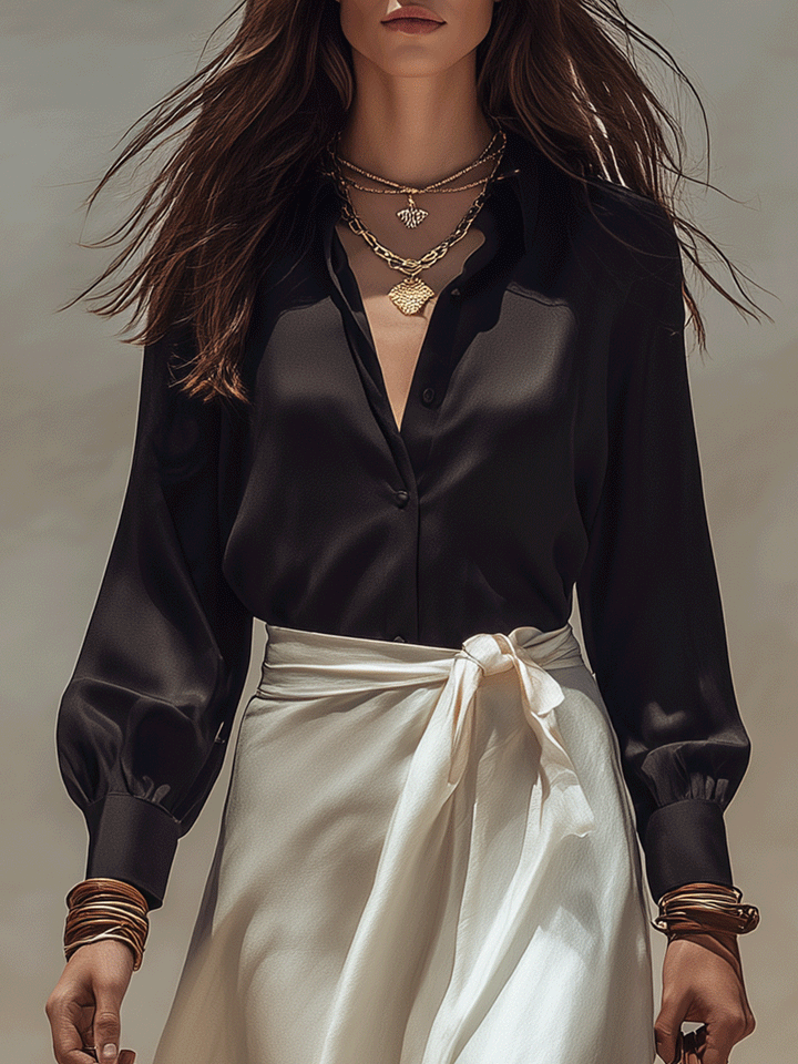 Cora | Effortless Chic Satin Blouse & Wrap