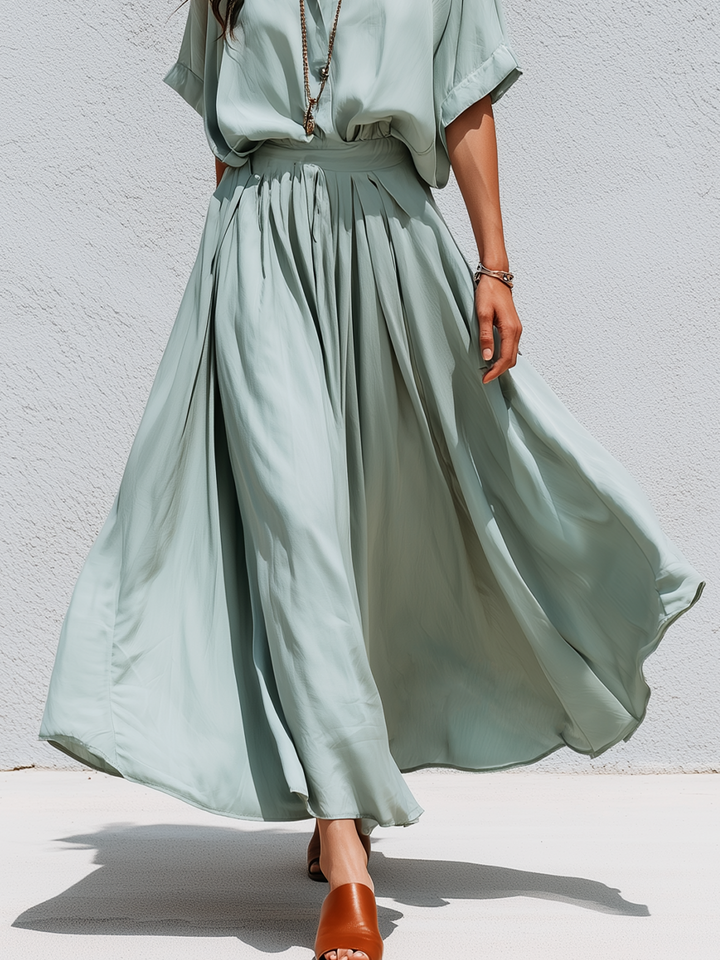 Keira | Soft Mint Green V-Neck Pleated Co-ord