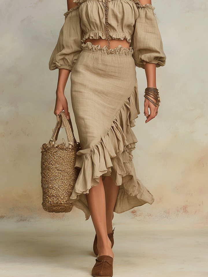 Clara | Vacation Natural Linen Boho Co-Ord Set