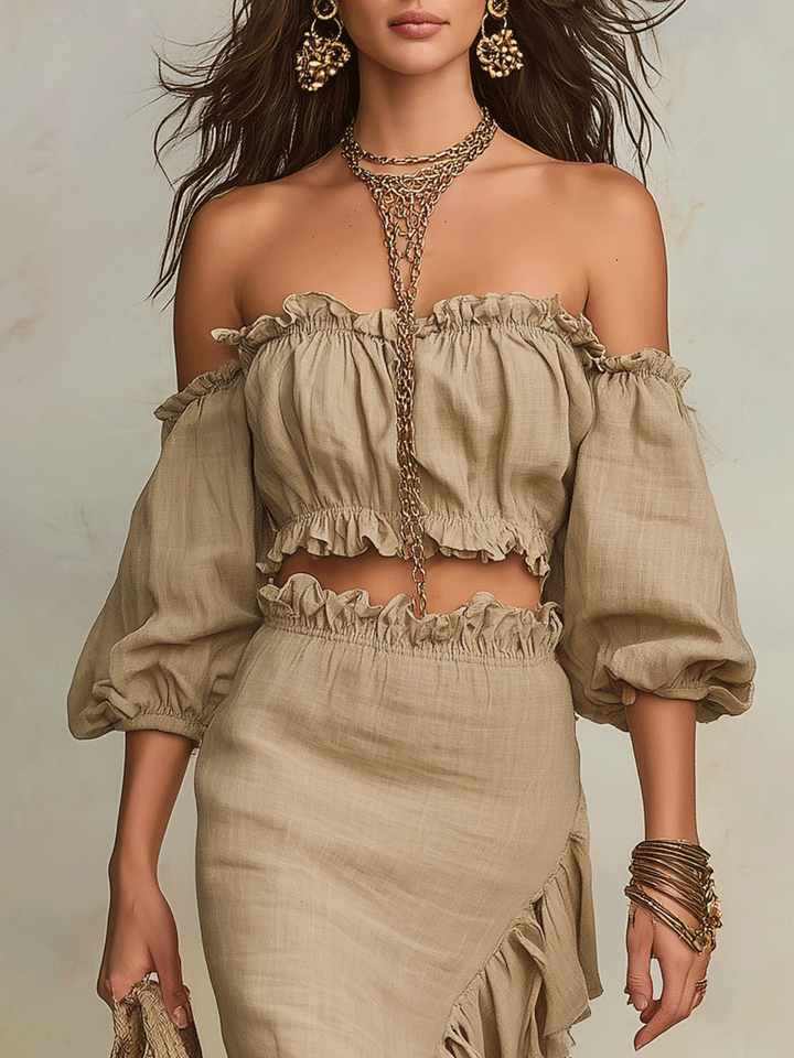 Clara | Vacation Natural Linen Boho Co-Ord Set