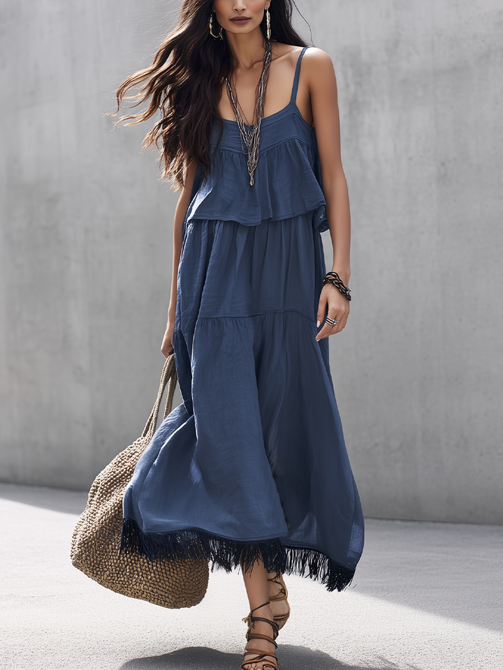 Nora | Slate Blue Tiered Cami Skirt Set