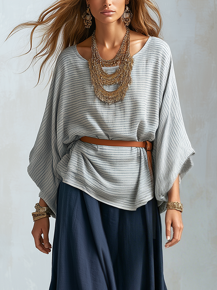 Juliet | Textured Batwing Sleeve Top And Skirt