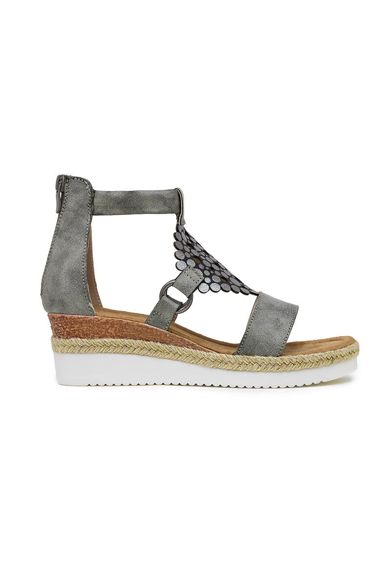 Orsolya | Grey Green Wedge Sandal