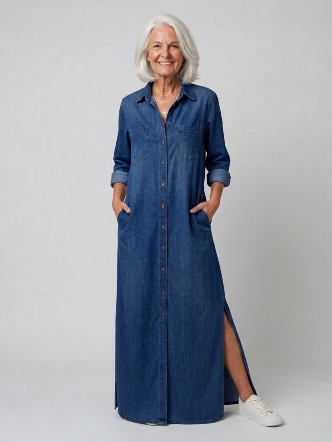 Pearl's Denim Maxi Dress