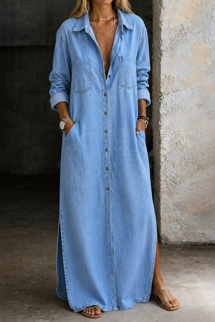 Pearl's Denim Maxi Dress