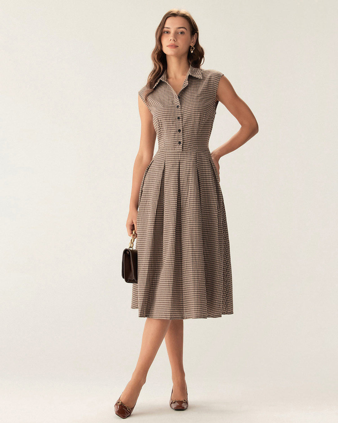 Hazel | Classic Plaid Button-Front Midi Dress