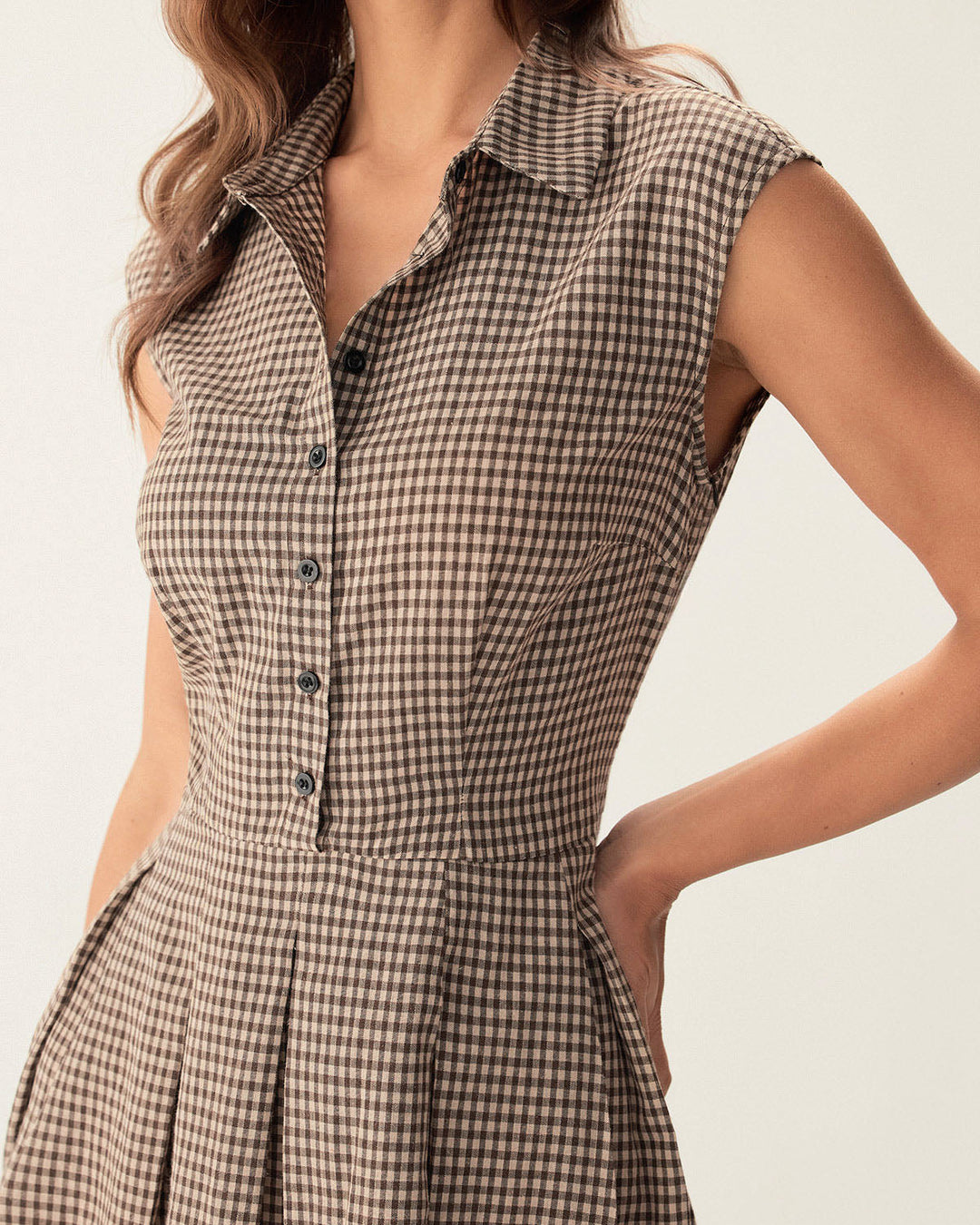 Hazel | Classic Plaid Button-Front Midi Dress