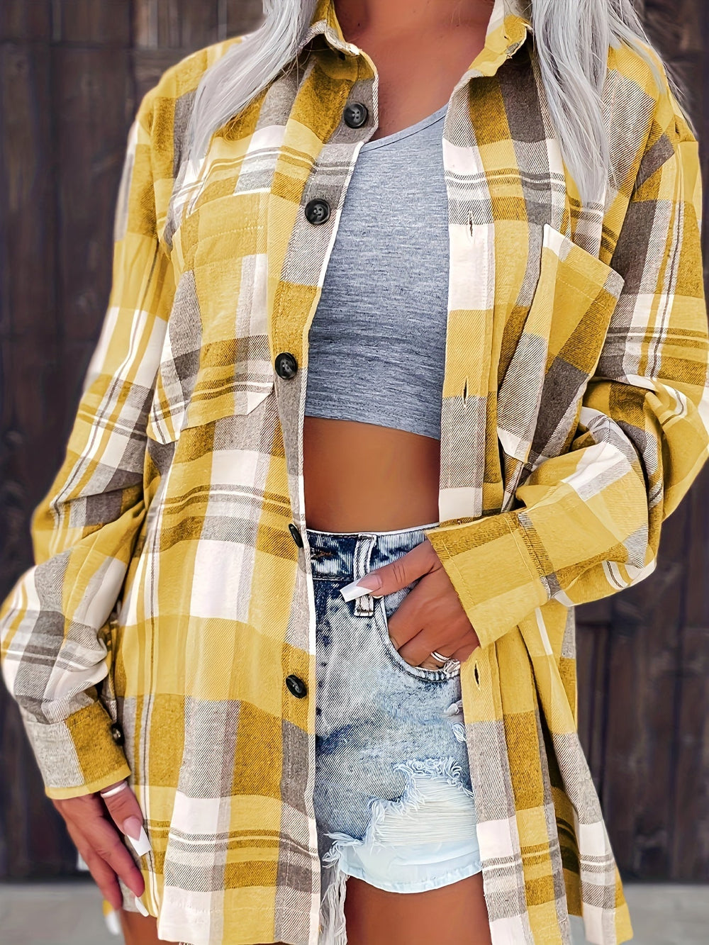 Mandy gingham long sleeve summer shirt for women