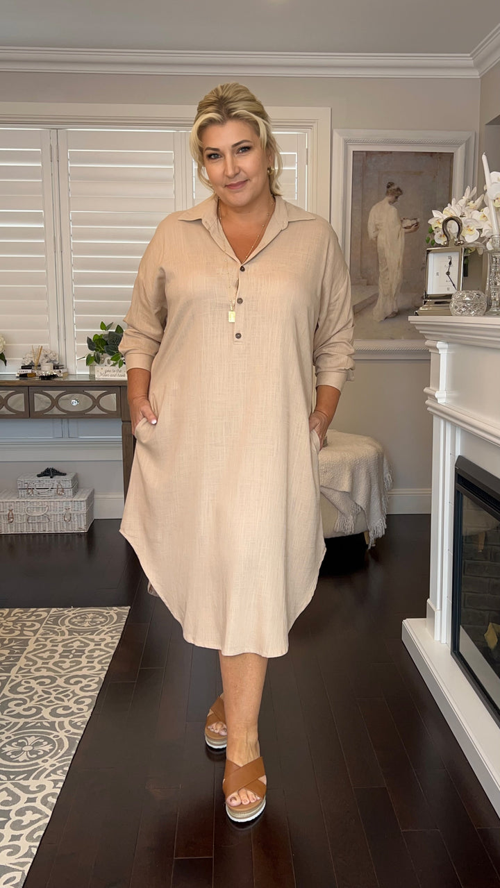 Sara | Dusk Linen Shirt Dress