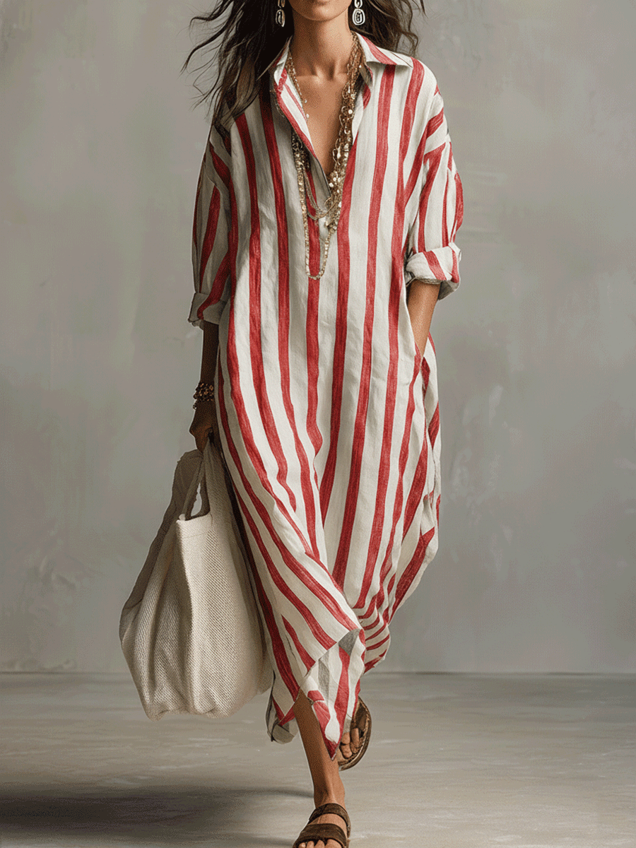 Sadie | Striped Shirt Maxi Dress