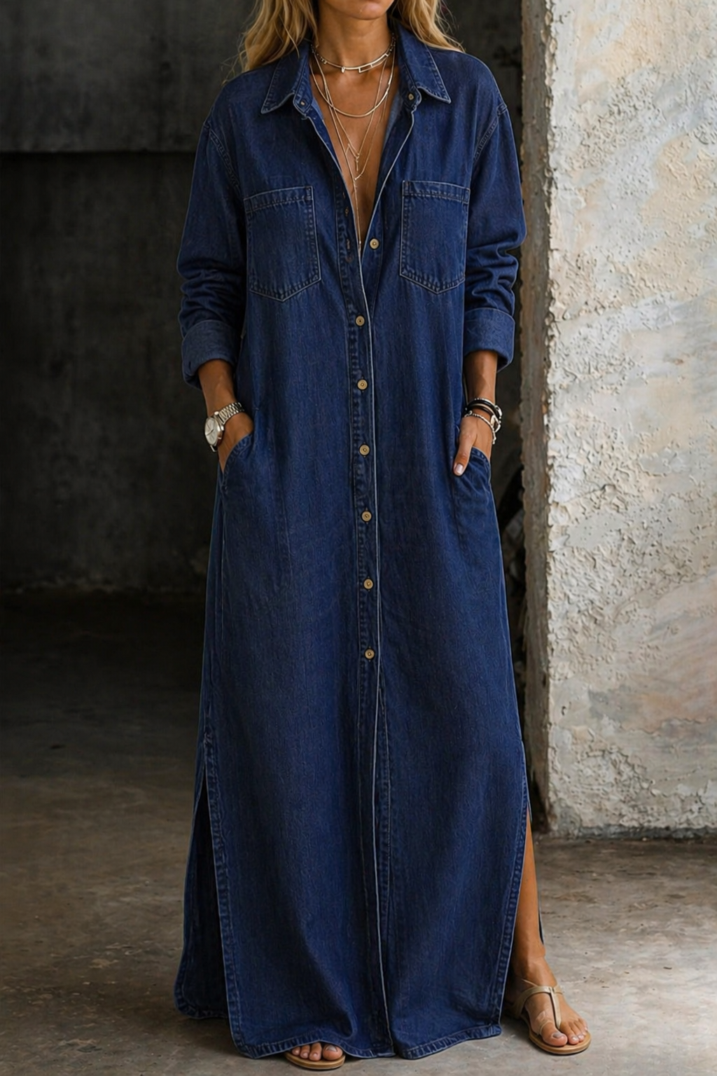 Pearl's Denim Maxi Dress