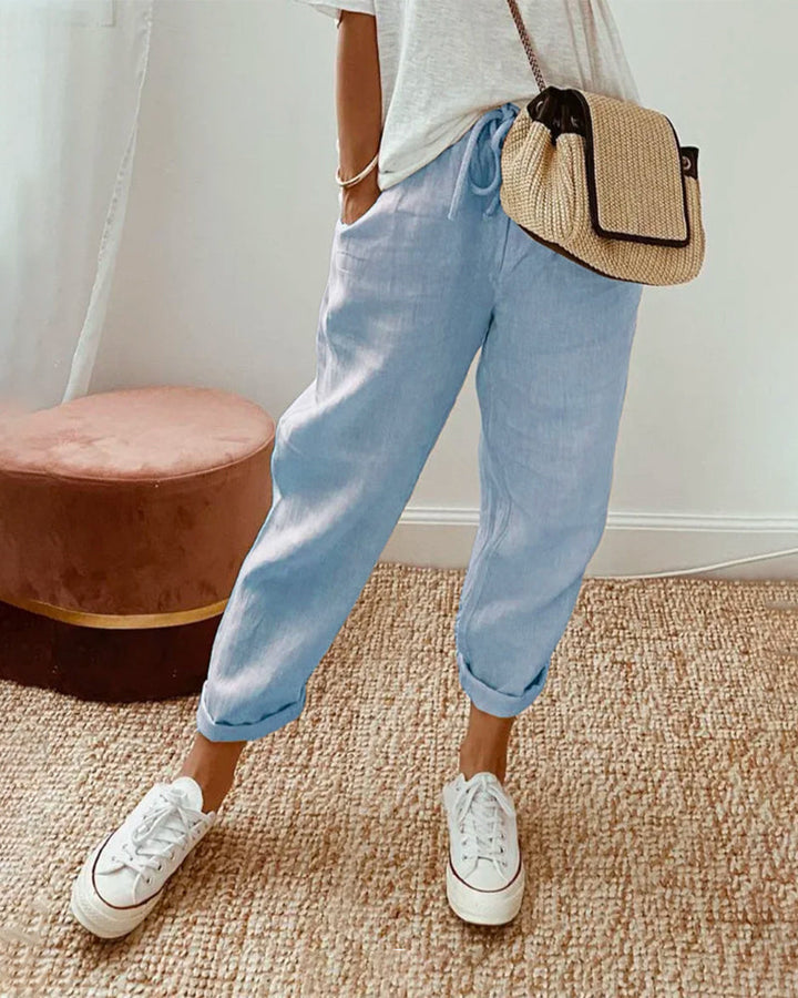Nellie | Effortless Cotton Linen Wide Leg Pants for Women
