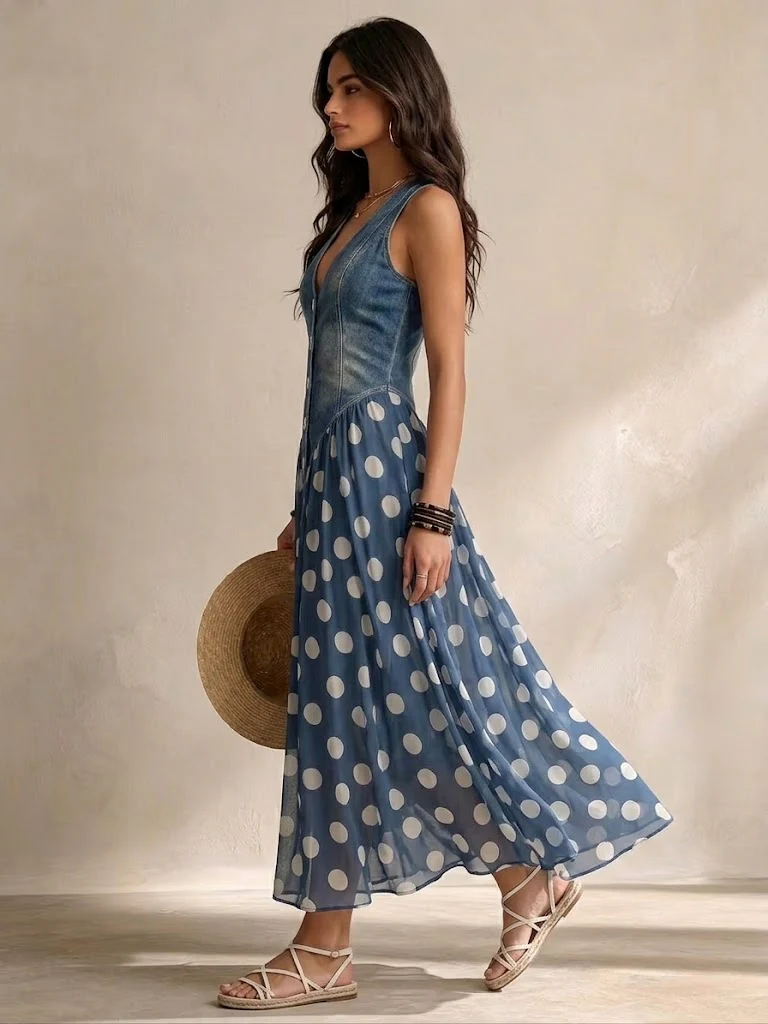 Bianca Polka Dot Chiffon Midi Dress