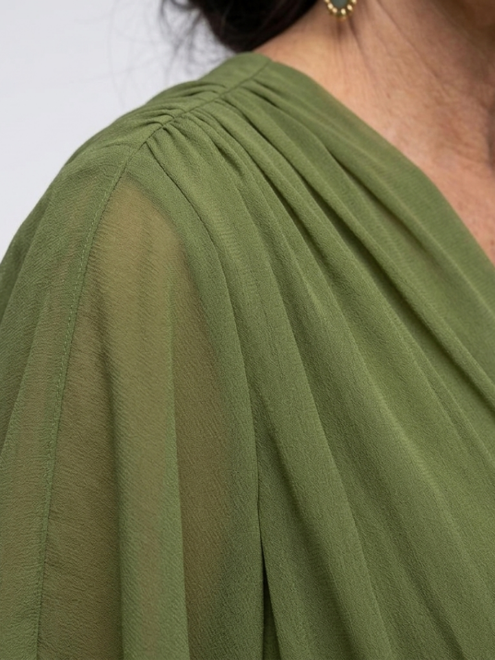 Elysia | Draped Waist-Tie Midi Dress