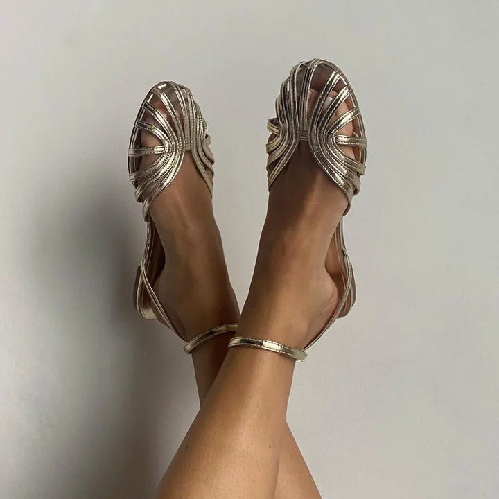 Jorjie | Effortless Jewelled Gold Summer Sandals