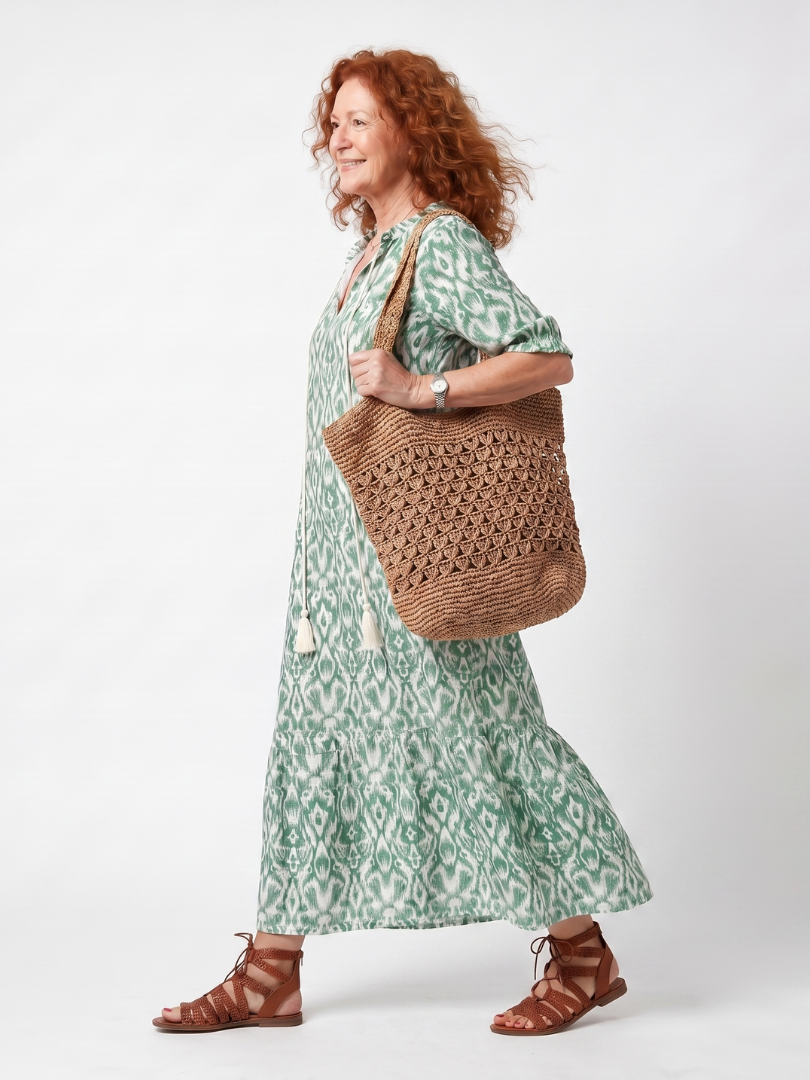 Ilara | Pattern V-Neck Tassel Midi Dress