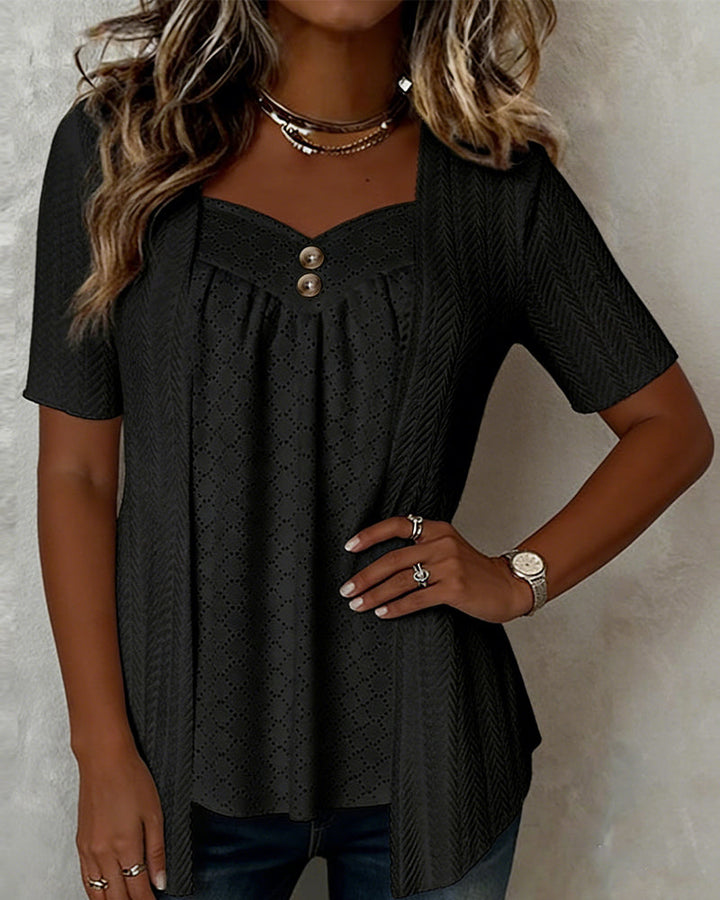 Carol | Layered Collar Patchwork Shirt