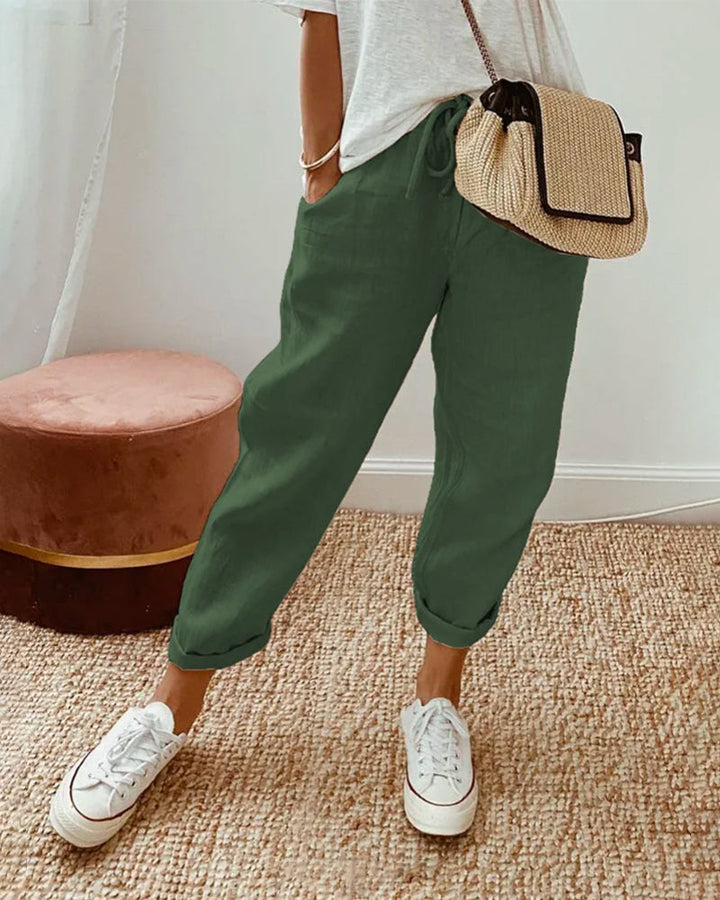 Nellie | Effortless Cotton Linen Wide Leg Pants for Women