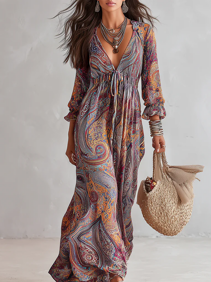 Birdie | Paisley Print Tie-Waist Dress