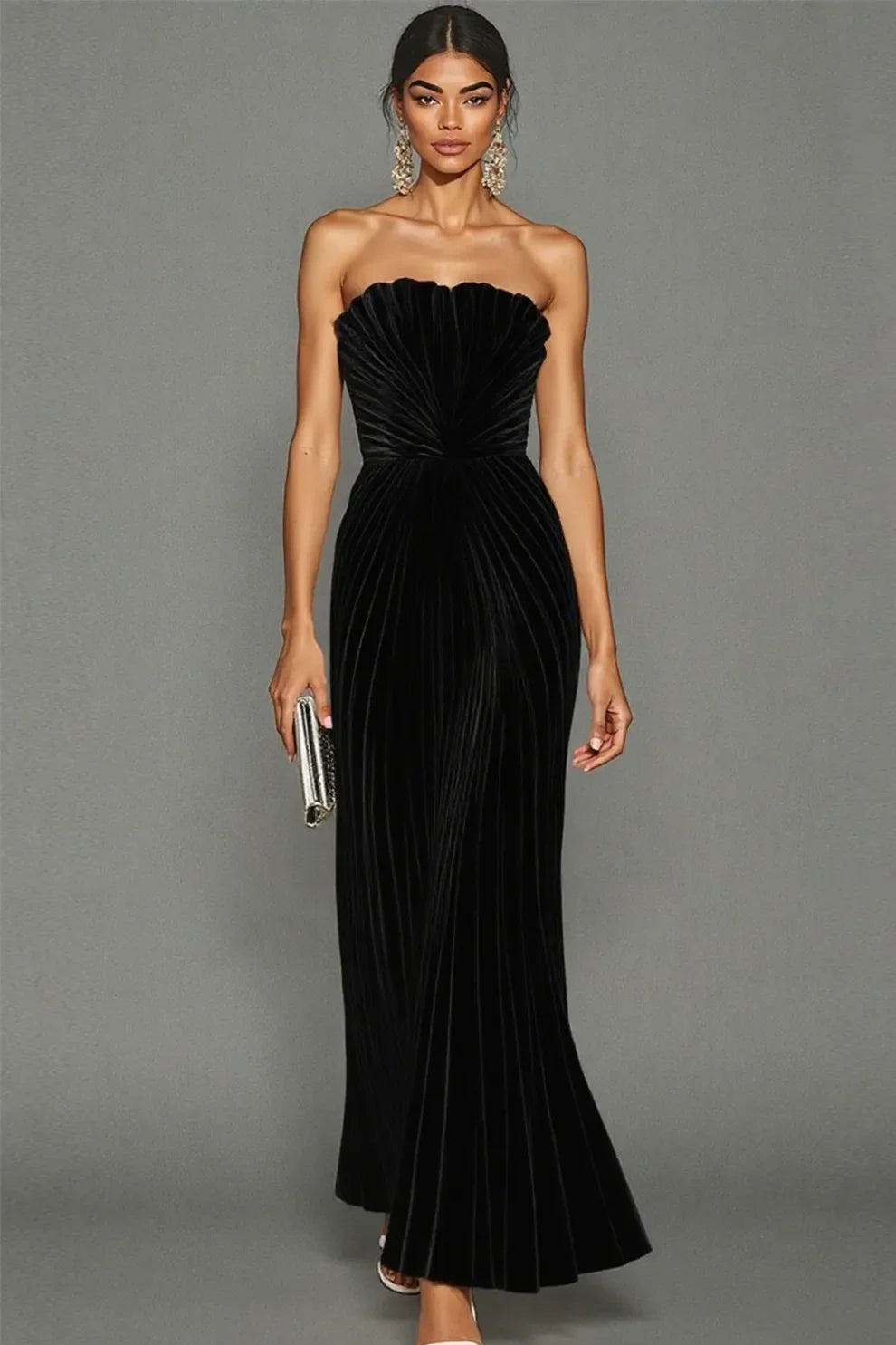 Celeste | Strapless Pleated Ceremony Midi Dress
