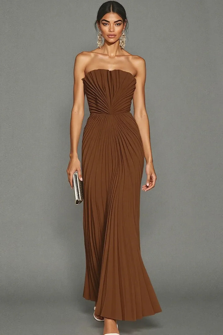 Celeste | Strapless Pleated Ceremony Midi Dress