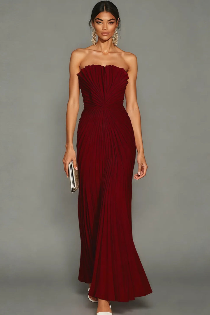Celeste | Strapless Pleated Ceremony Midi Dress