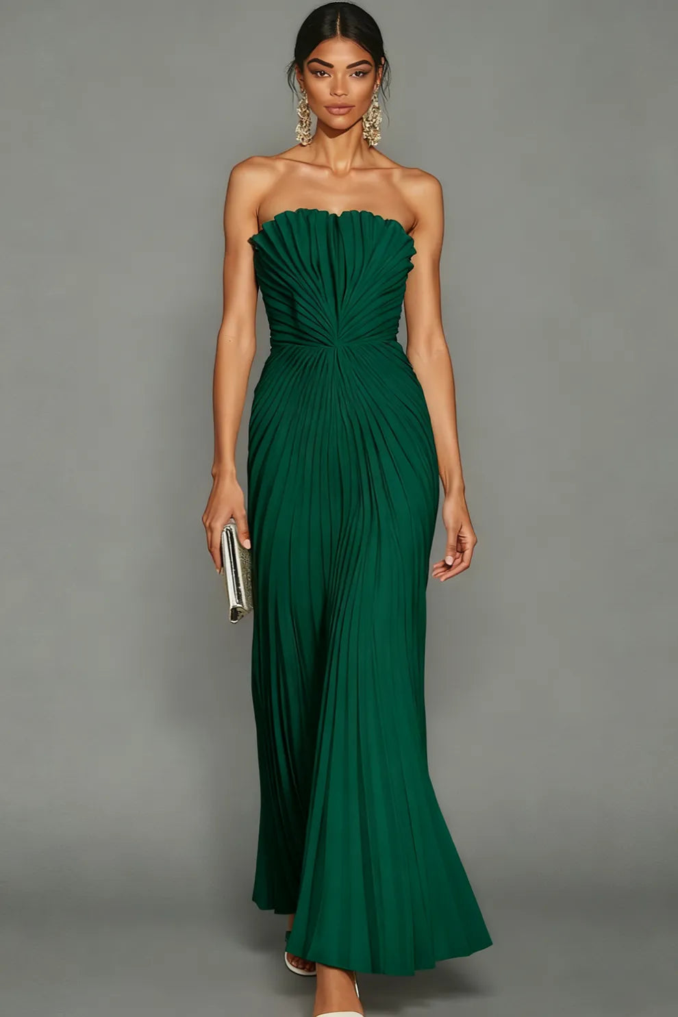 Celeste | Strapless Pleated Ceremony Midi Dress