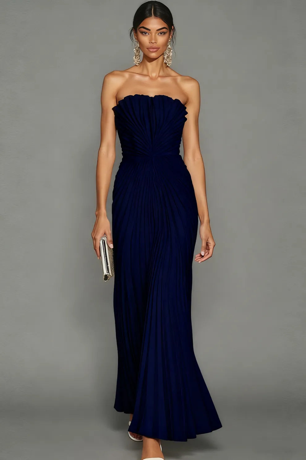 Celeste | Strapless Pleated Ceremony Midi Dress