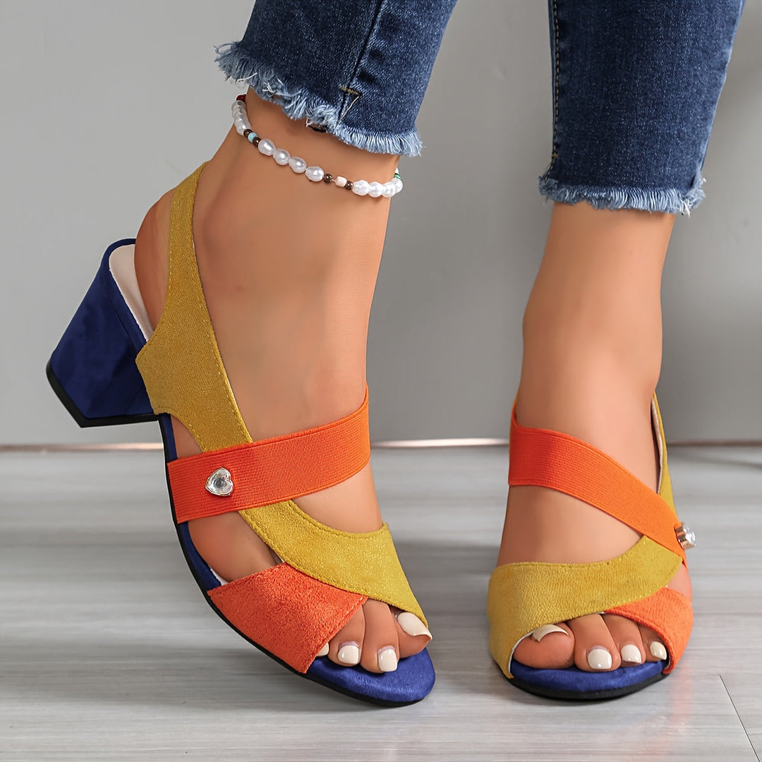 Pearl's Colourful Cross-Strap Sandals