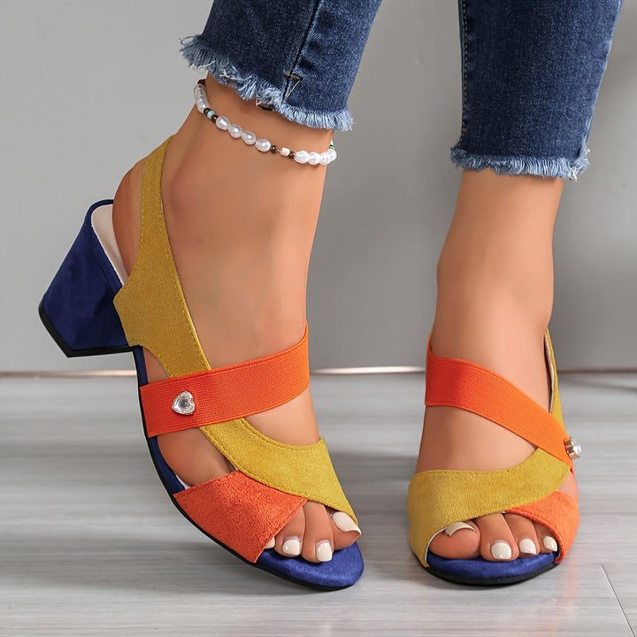 Pearl's Colourful Cross-Strap Sandals