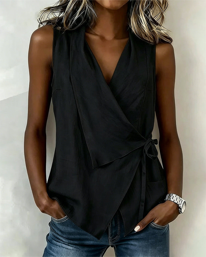 Brenda | Wide Strap Cross Top with Bow