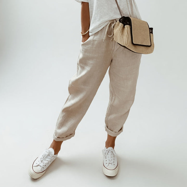 Nellie | Effortless Cotton Linen Wide Leg Pants for Women