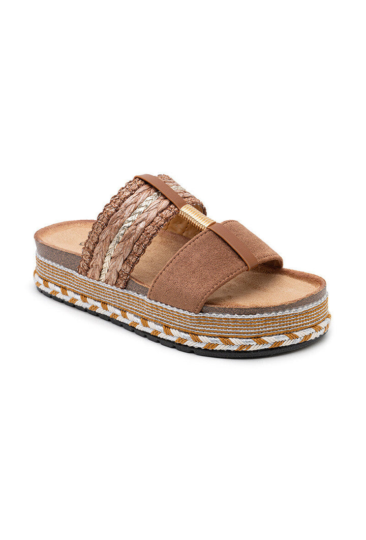 Quintessa | Camel Wedge Sandal
