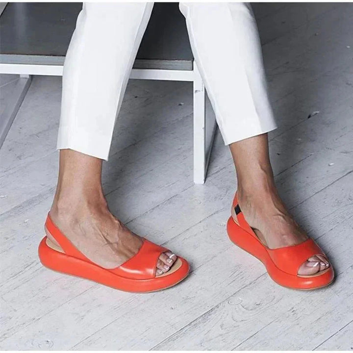 Gwen | Open Toe Platform Flats