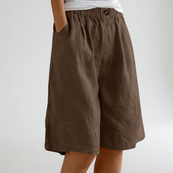 Amberley | Breezy Wide Leg Linen Shorts with Elastic Waist