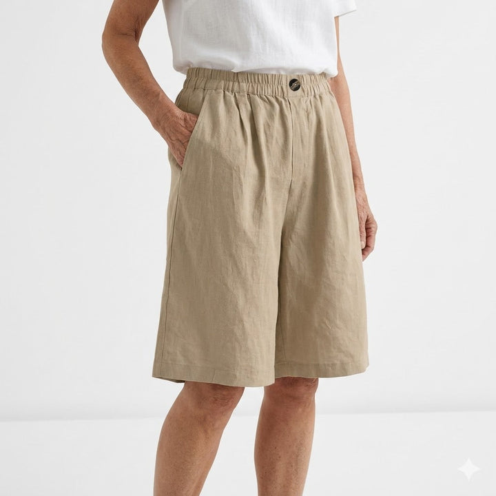 Amberley | Breezy Wide Leg Linen Shorts with Elastic Waist