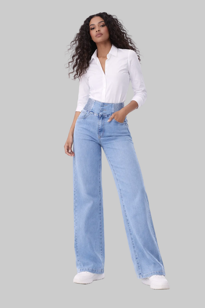 Amara | Elastic High-Waist Flare Jeans