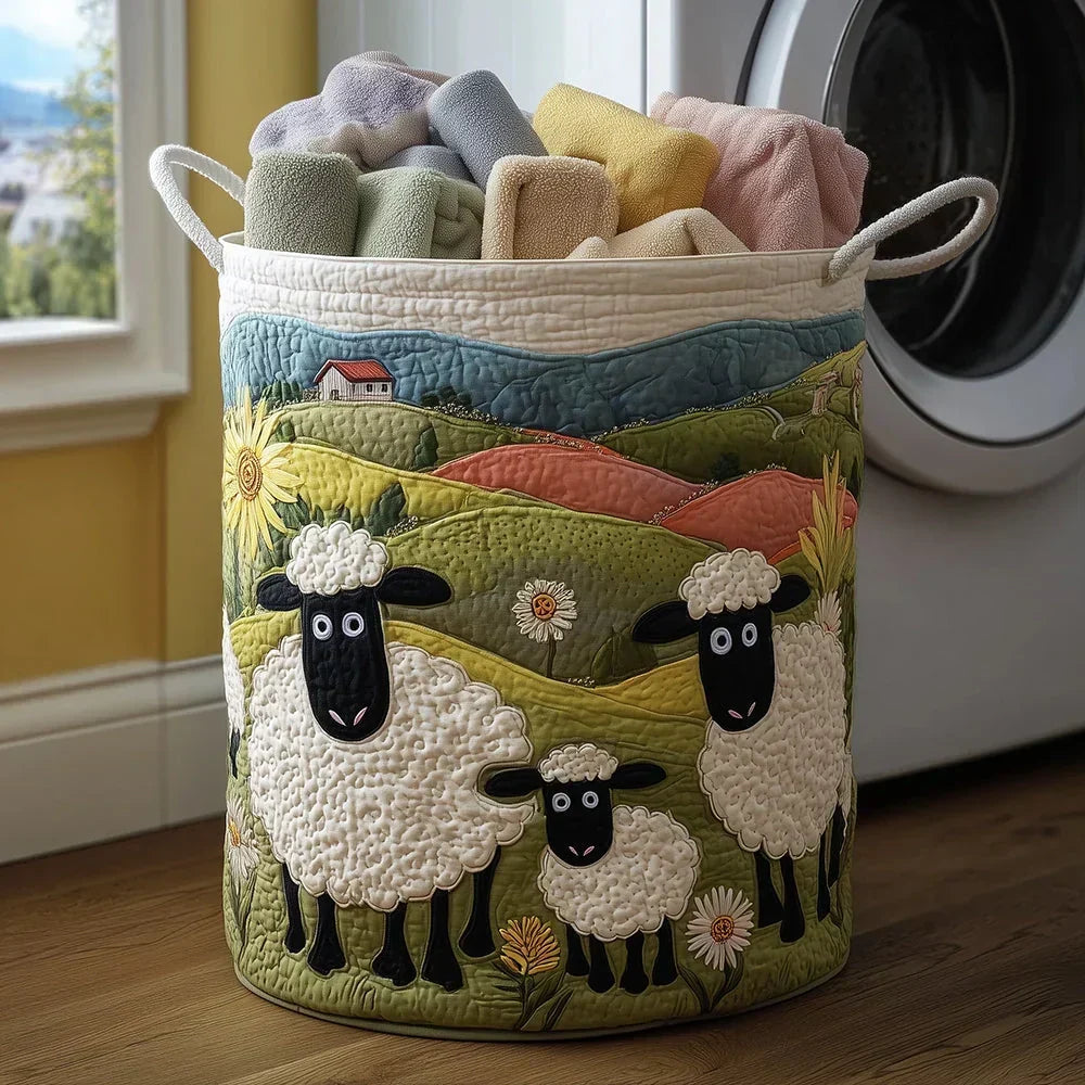 Rosie's Hand-Quilted Sheep Basket